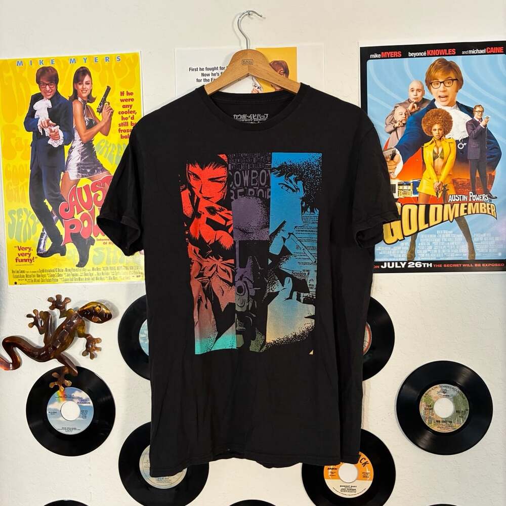 Cowboy Bebop Anime Graphic T-Shirt Black Men's Size L Spike Spiegel Faye Valenti